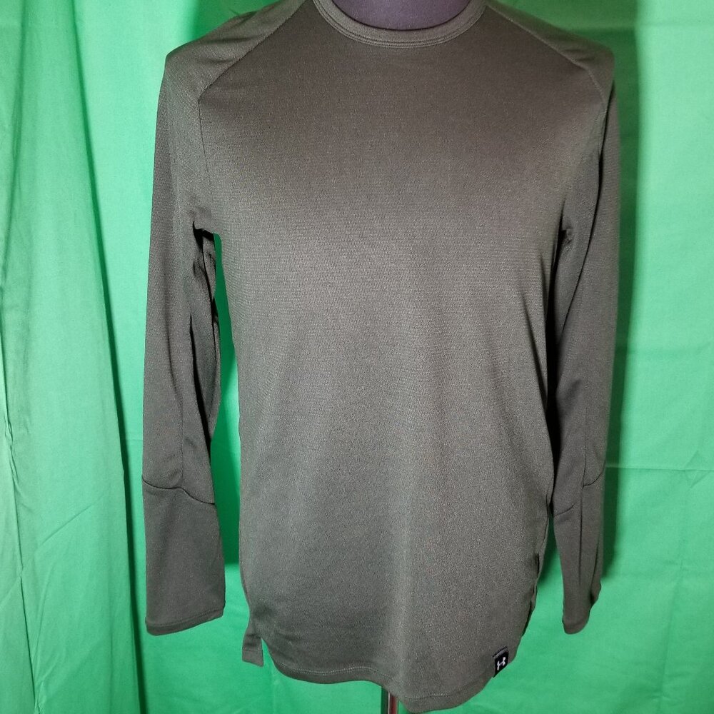 Under Armour Mens Small Fitted Run Heatgear Olive Green Long‎ Sleeve Gym Active